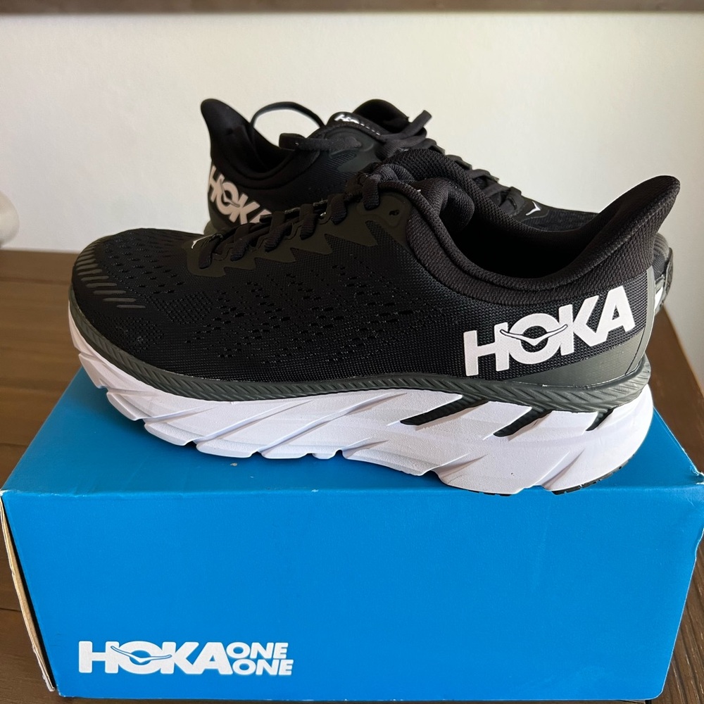 Hoka One Men’s Black and White Running Shoes